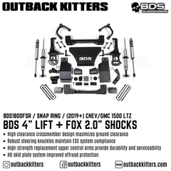 BDS Suspension 4" Lift Kit for 2019+ Chevy Silverado 1500 with Fox Shocks - Outback Kitters