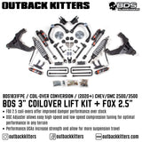 BDS Suspension 3" Coilover Conversion Lift Kit for Chevy/GMC 2500 (2020+)