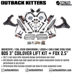 BDS Suspension 3" Coilover Conversion Lift Kit for Chevy/GMC 2500 (2020+) - Outback Kitters