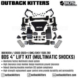 BDS Suspension 4" Lift Kit - Chevy Silverado 1500 ZR2 (22-23) - Outback Kitters