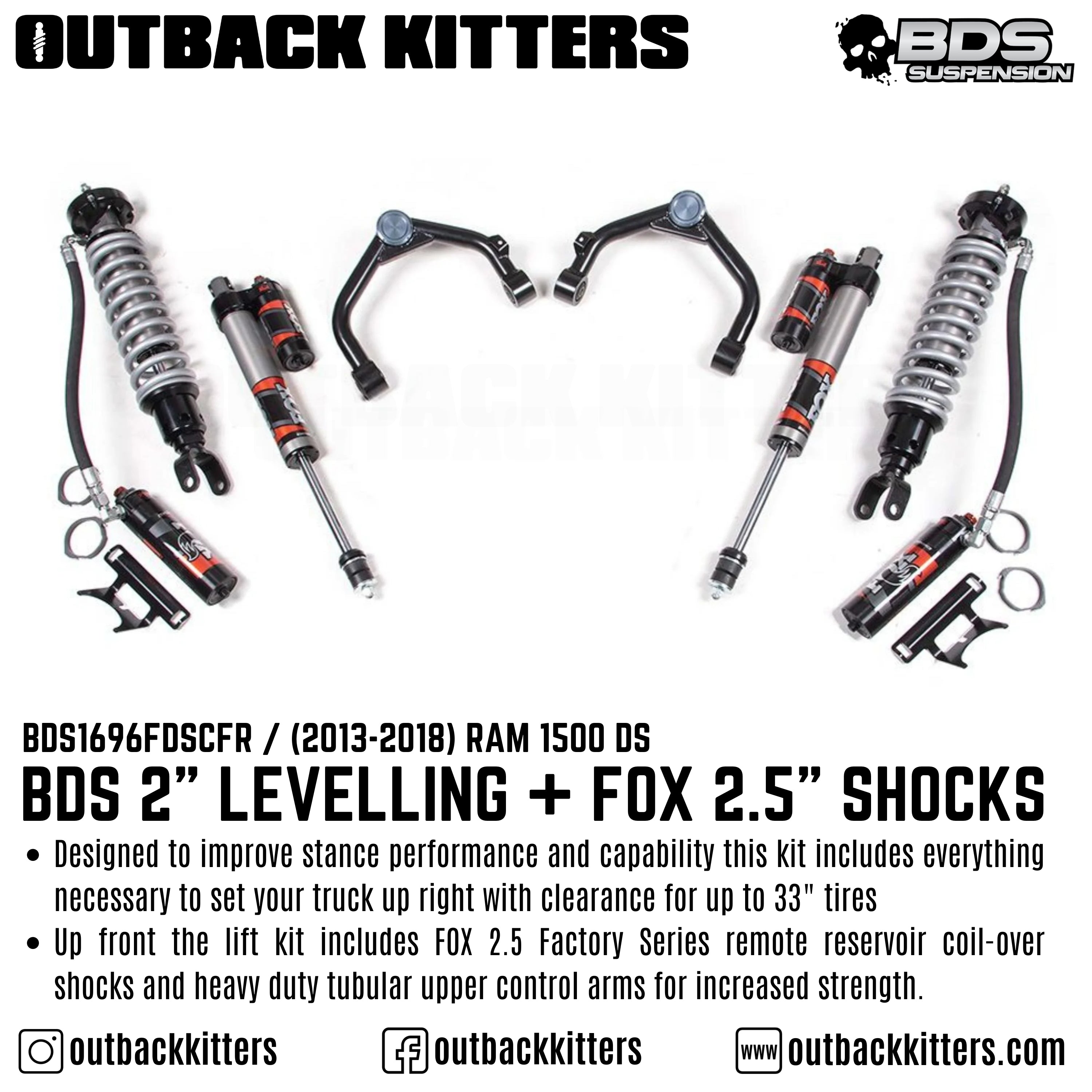 BDS Suspension 2" Levelling Kit for Ram 1500 DS - Outback Kitters