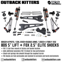 BDS Suspension 5" Coil Over Lift Kit with Radius Arms for 2023+ Ford F-250 - Outback Kitters