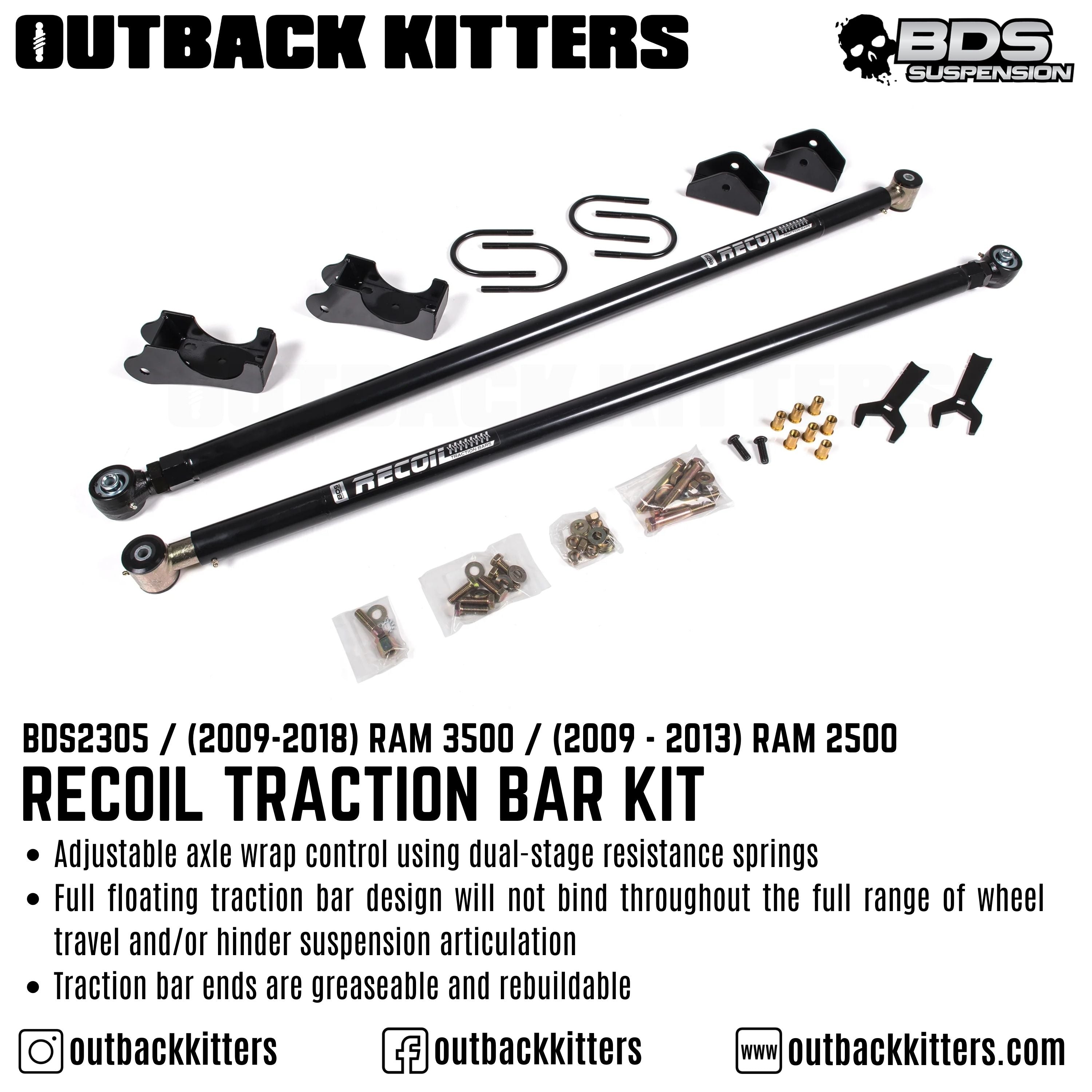 2009-2018 Ram 3500 / 2009-2013 Ram 2500 Recoil Traction Bar Kit - Outback Kitters