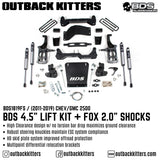 BDS Suspension 4.5" Lift Kit for 2011-2019 Chevy Silverado 2500 with Fox Shocks