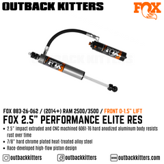 Fox Performance Elite 2.5 Series Remote Res Shocks for 2014+ Ram 3500 - Outback Kitters