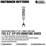 Fox 2.5" IFP HTO Monotube Front Shock to suit 0-1" Lift for Chev 2500