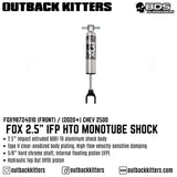 Fox 2.5" IFP HTO Monotube Shock (Front) to suit 2020+ Chev 2500