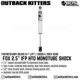 Fox 2.5" IFP HTO Monotube Shock Rear Shock to suit 0-1" Lift for Chev 2500