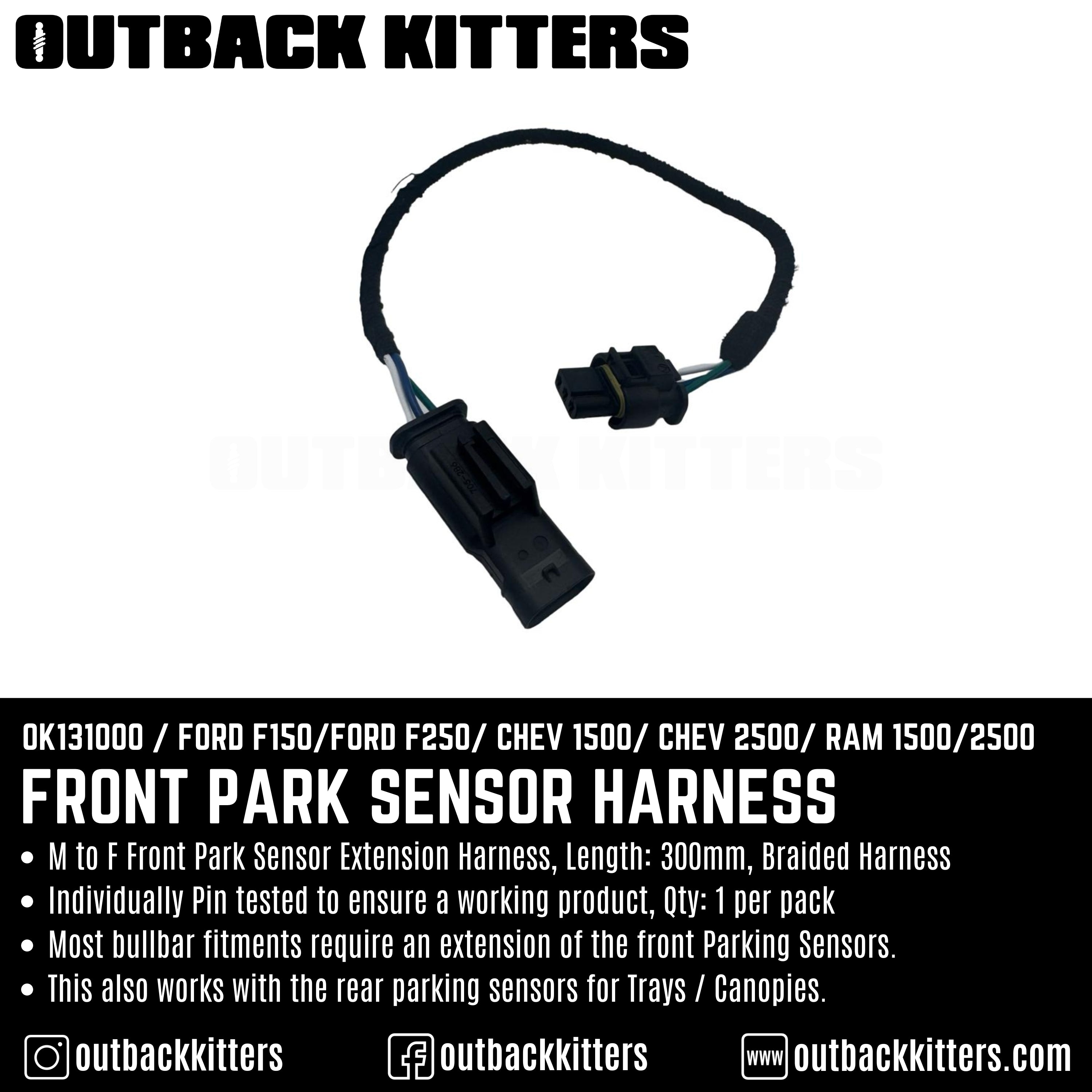 Front Park Sensor Harness - Ford F150/Ford F250/ Chev 1500/ Chev 2500/ Ram 1500/2500