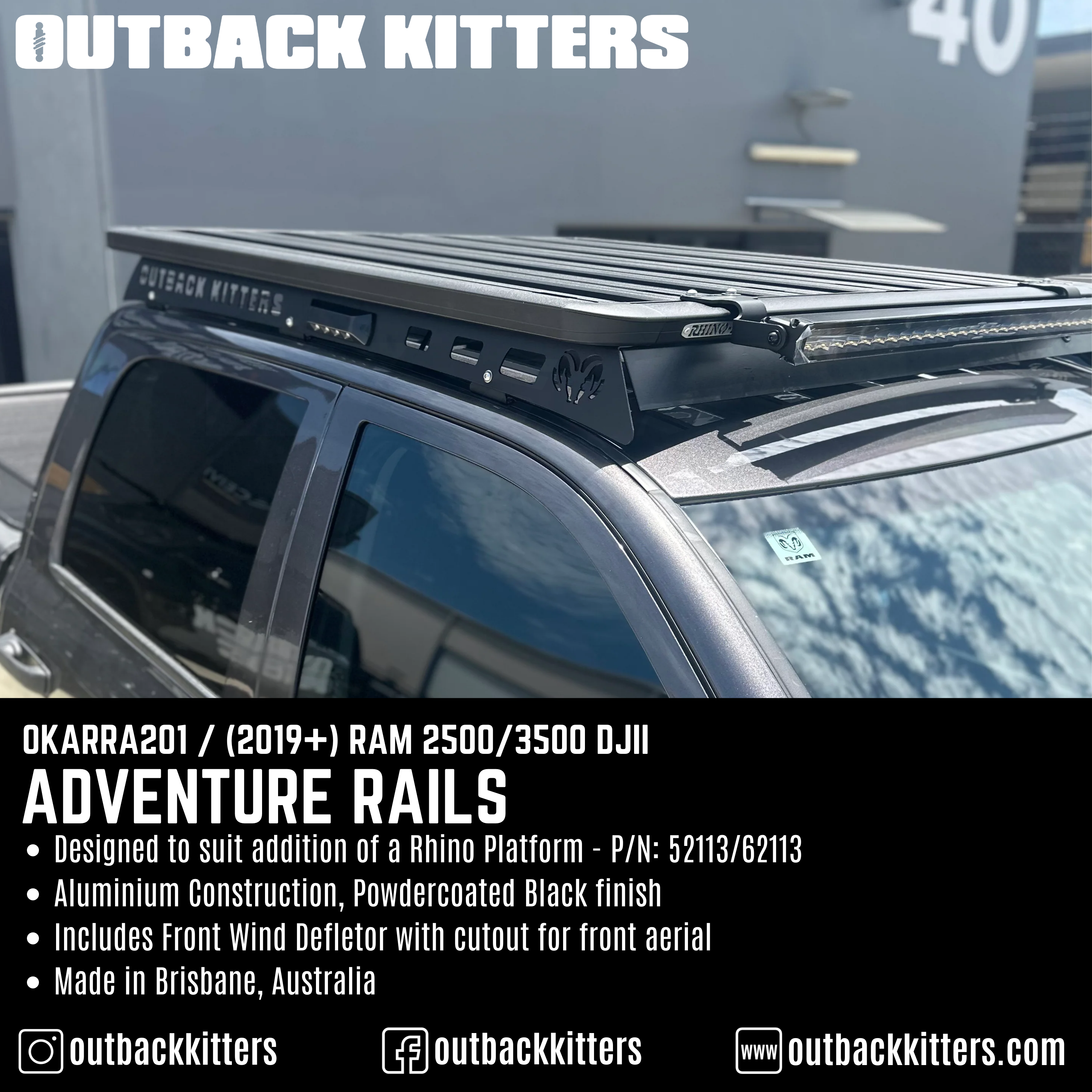 Ram 2500/3500 DJII Adventure Rail Roof Racks - Outback Kitters