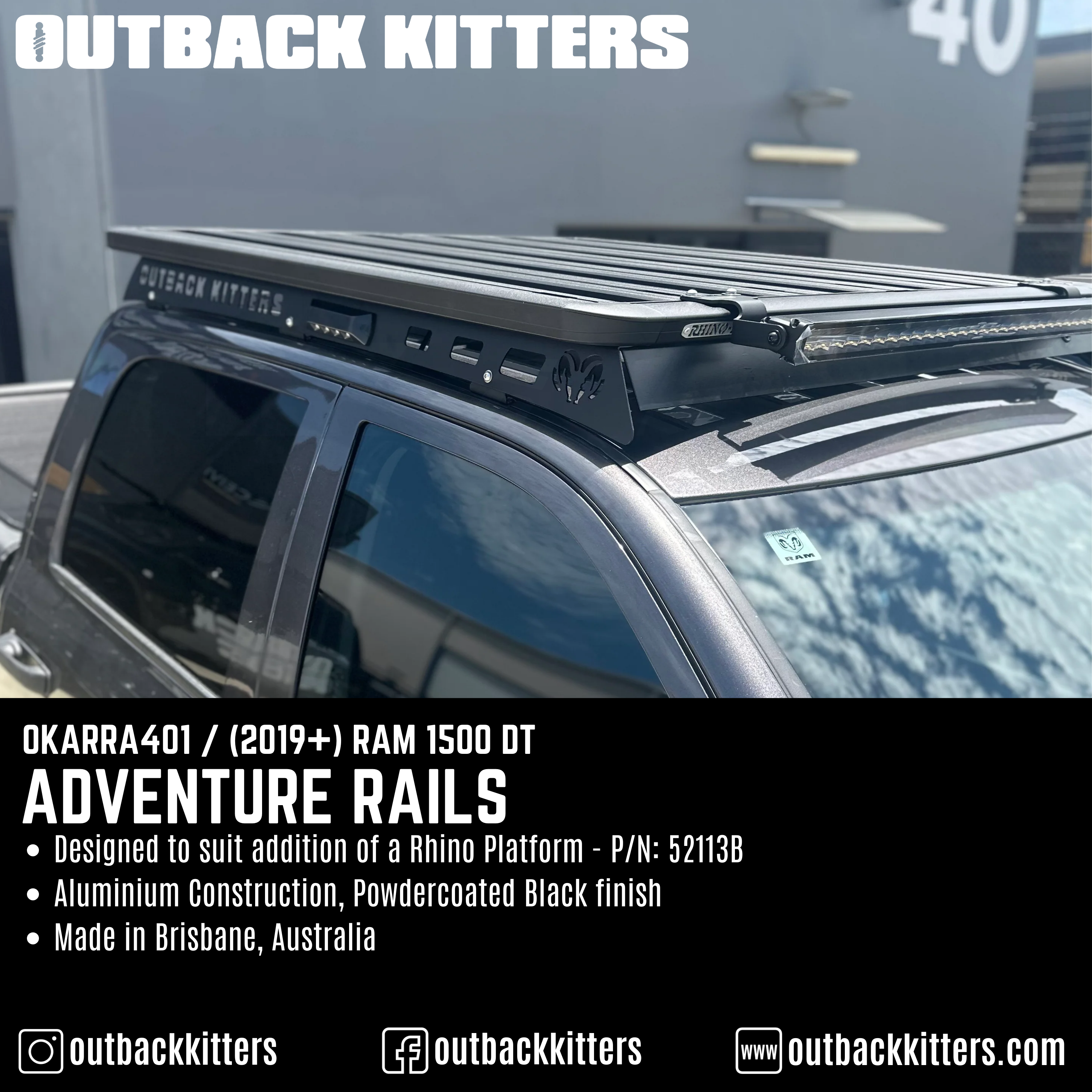 Ram 1500 DT Adventure Rails Roof Racks - Outback Kitters