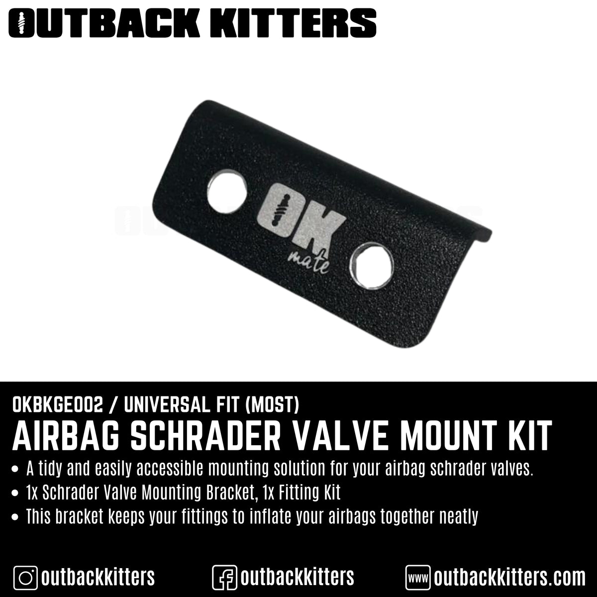 Airbag Schrader Valve Mounting Bracket Kit - Outback Kitters