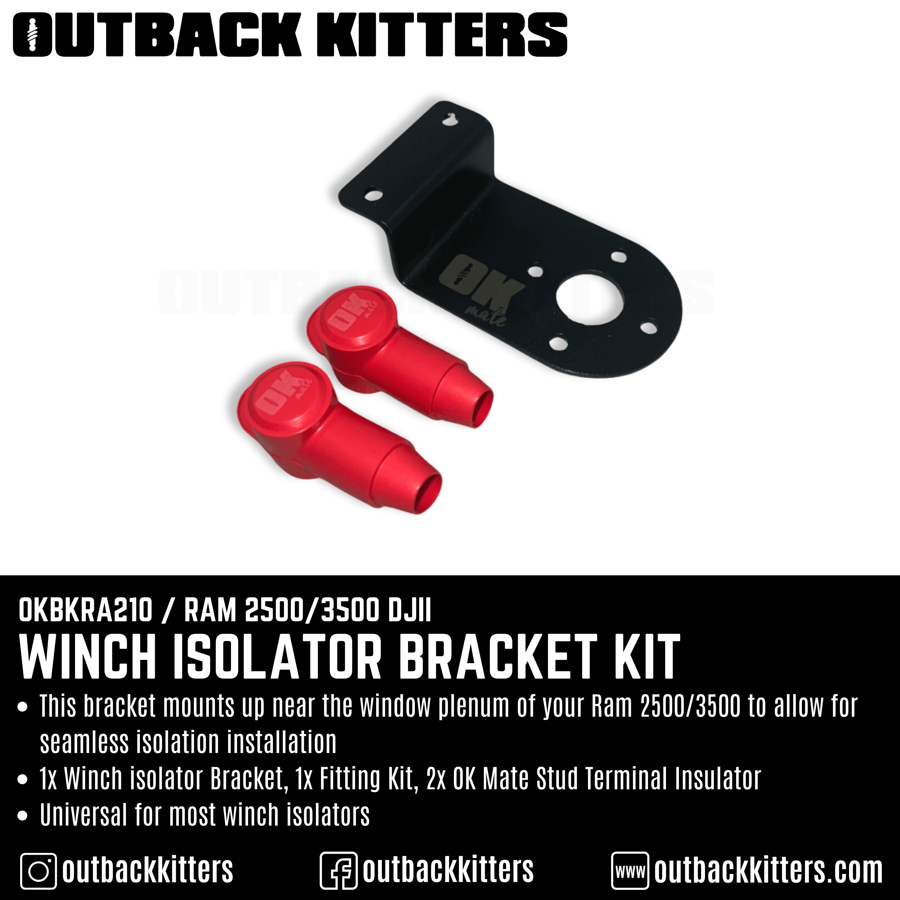 Winch Isolator Bracket Kit - Ram 2500/3500 DJII - Outback Kitters