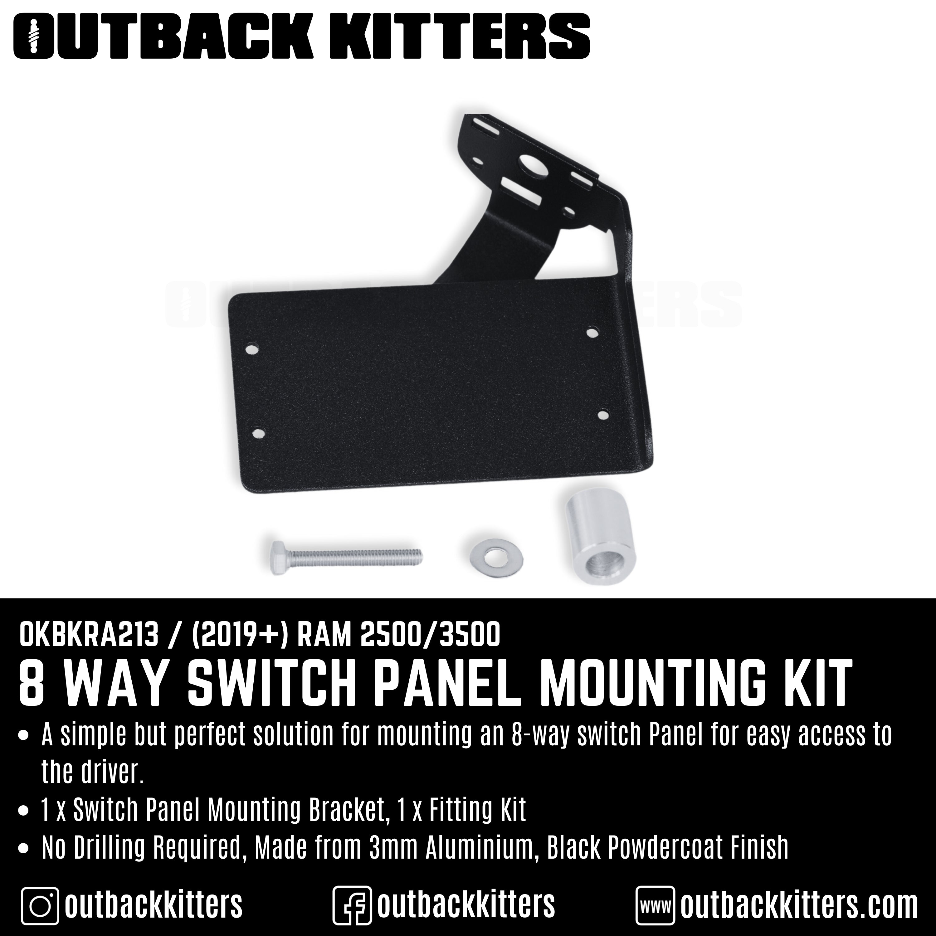 Ram 2500/3500 8 Way Switch Panel Mounting Bracket - Outback Kitters