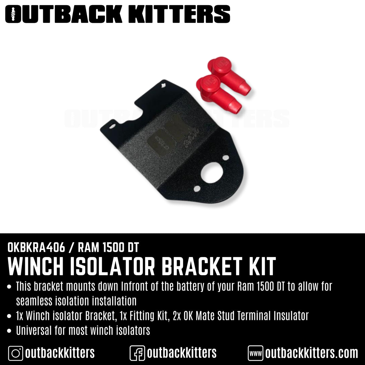 Winch Isolator Bracket Kit - Ram 1500 DT - Outback Kitters
