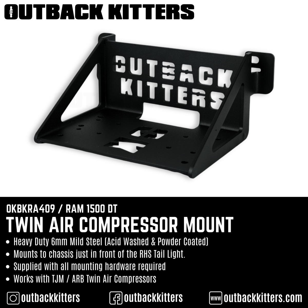 Outback Kitters Twin Compressor Mount to suit Ram 1500 DT - Outback Kitters