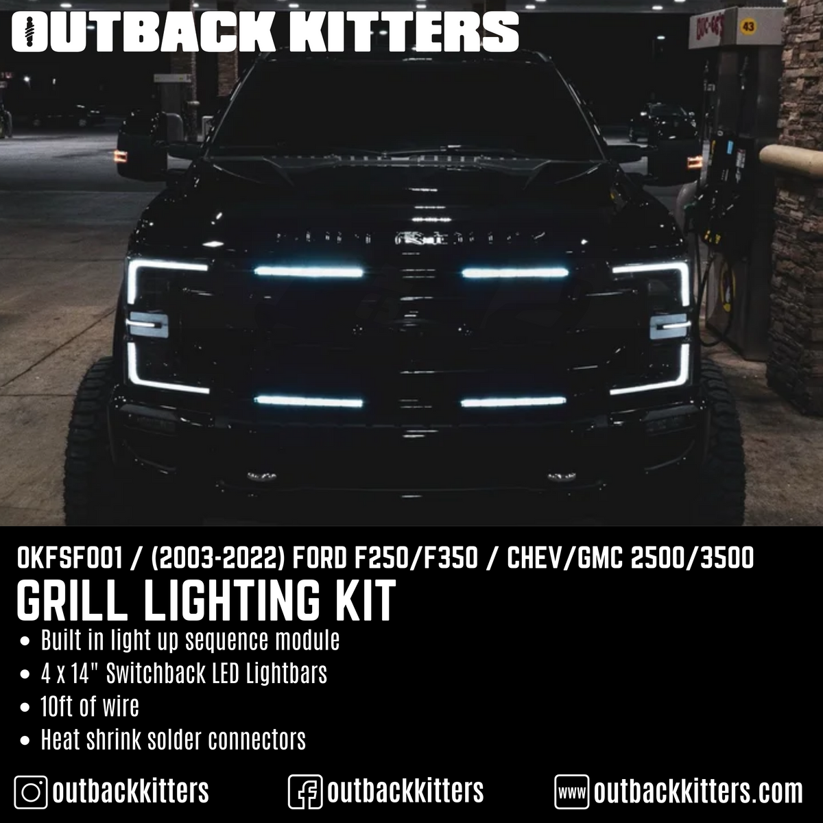 Grille Lighting Kit - 4 x 14" LEDs for Ford F250 / Chev 2500 / GMC 2500 - Outback Kitters