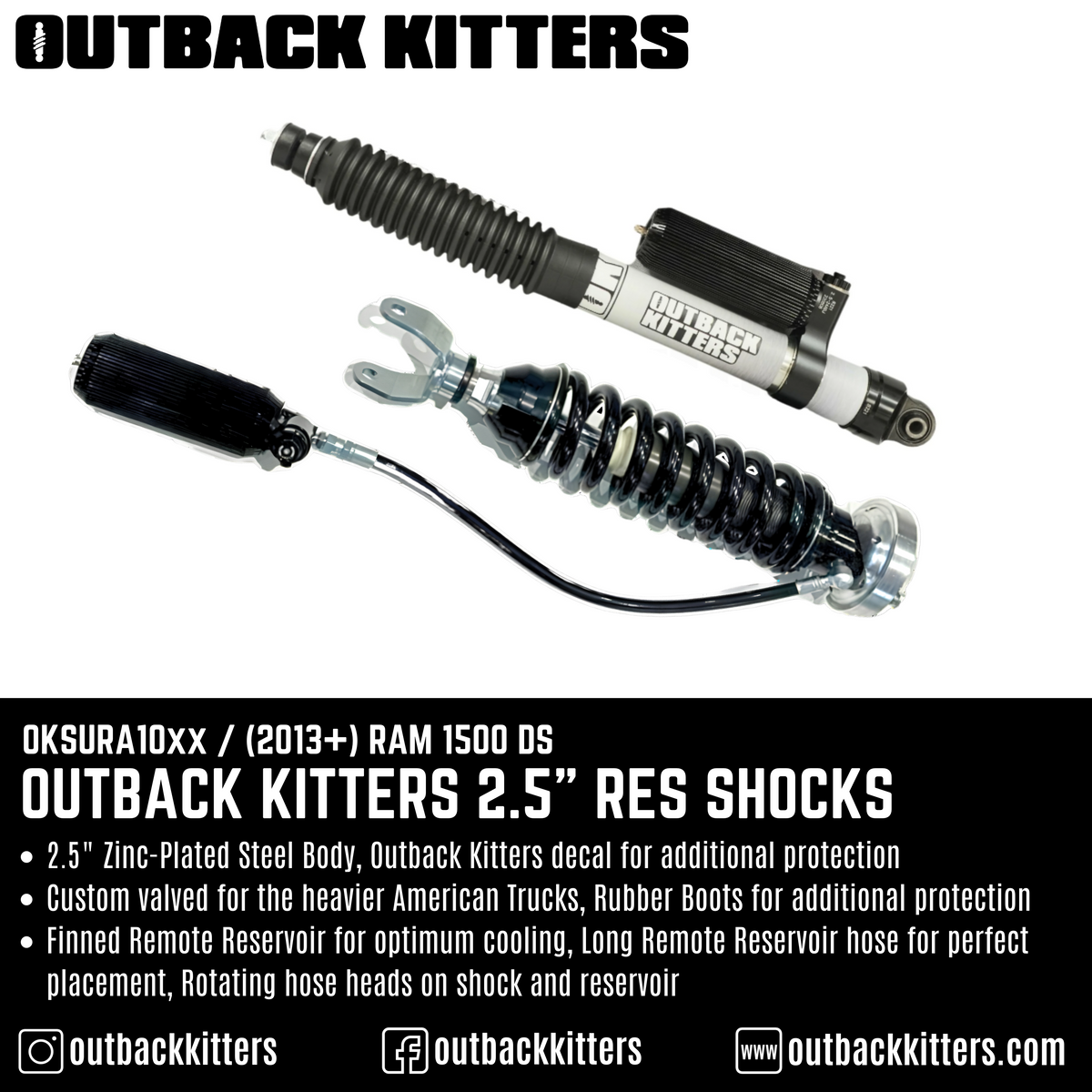 Outback Kitters 2.5" Reservoir Shocks for Ram 1500 DS (2013+) - Outback Kitters