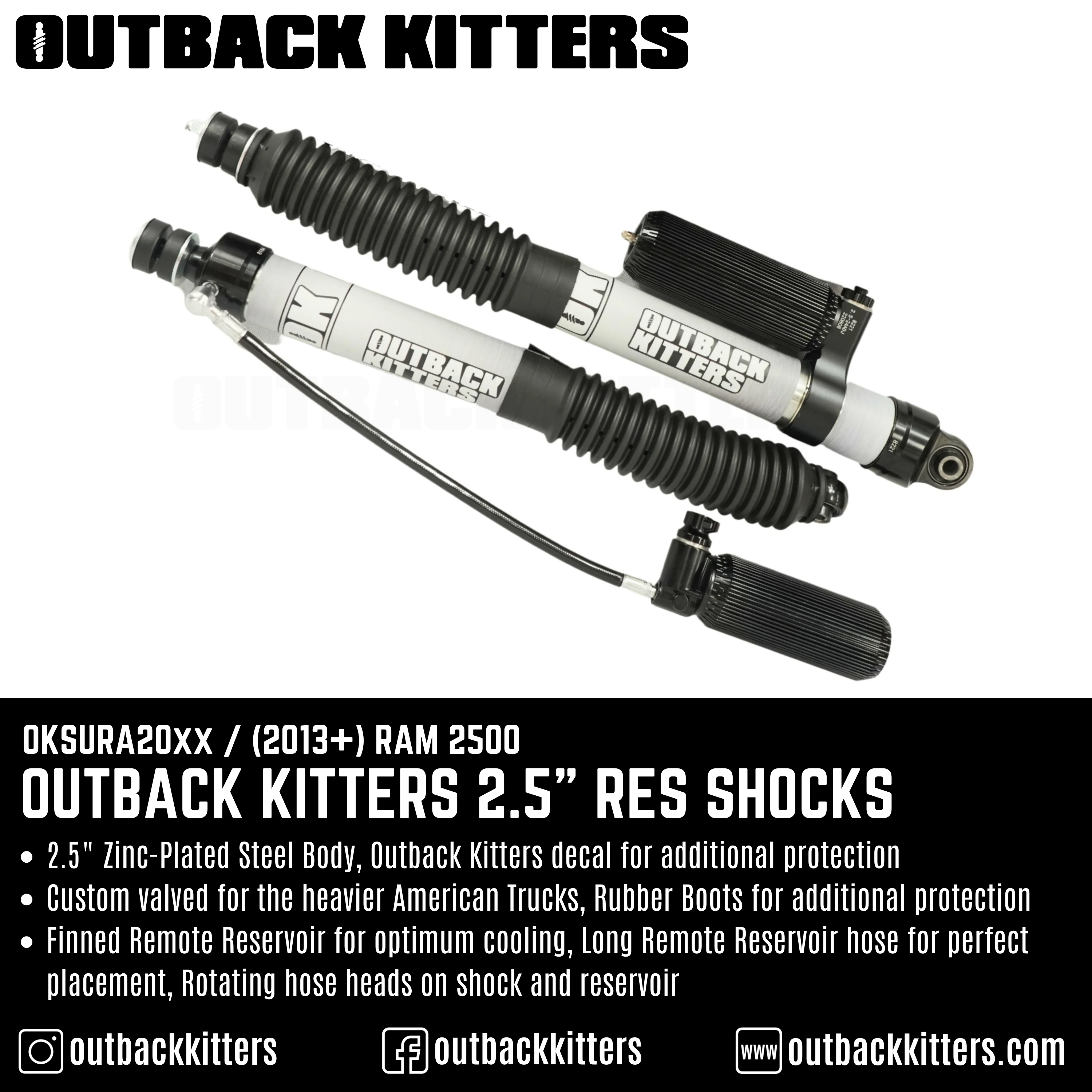 Outback Kitters 2.5" Reservoir Shocks for Ram 2500 (2013+) - Outback Kitters