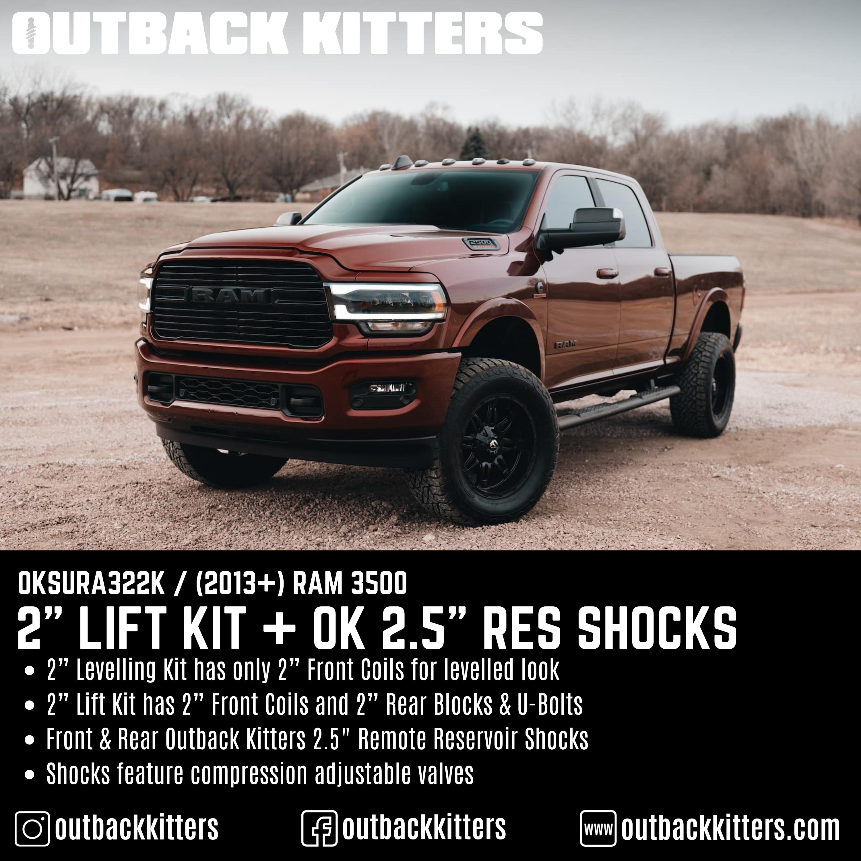Outback Kitters 2" Lift Kit for 2013+ Ram 3500 - Outback Kitters