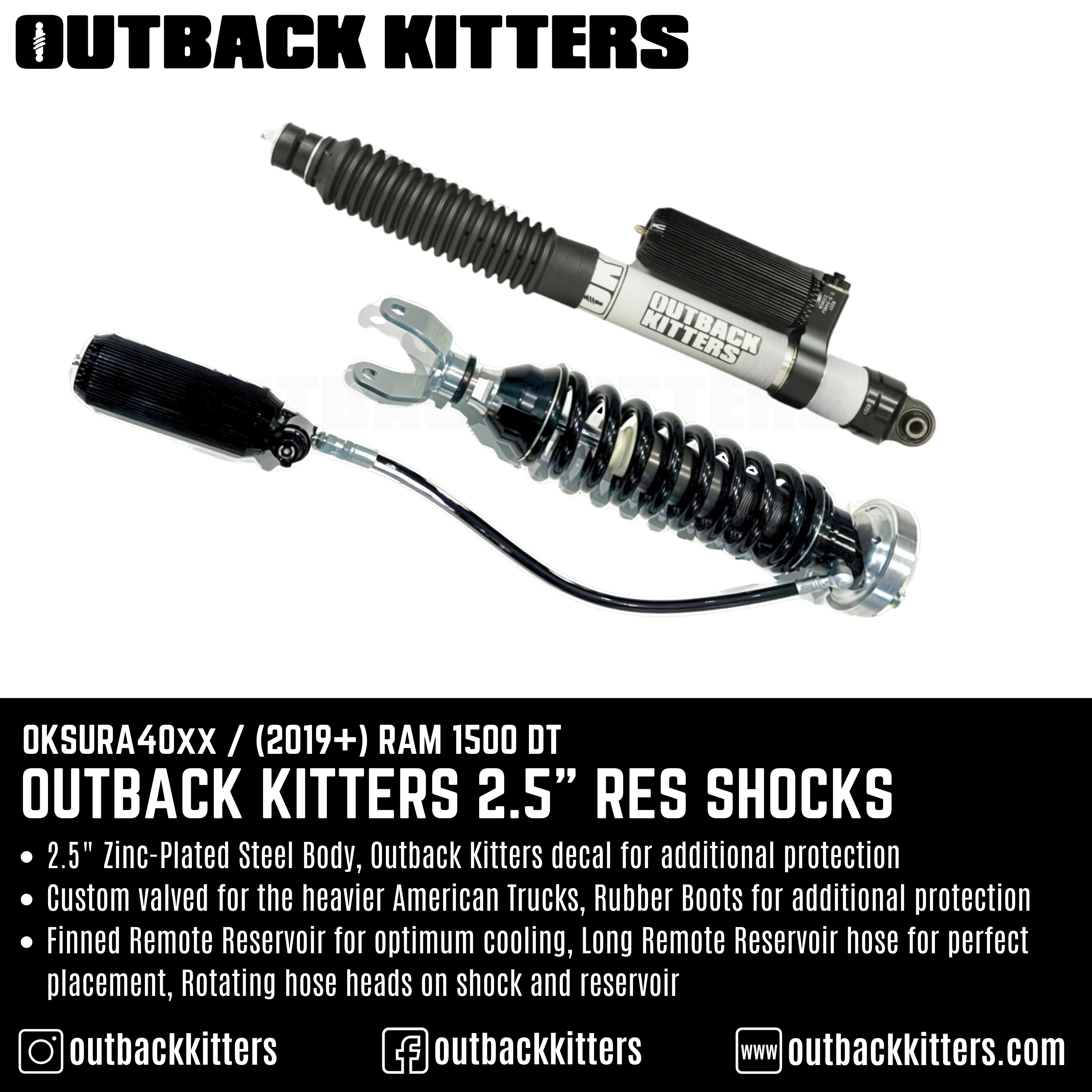 Outback Kitters 2.5" Reservoir Shocks for Ram 1500 DT (2019+) - Outback Kitters
