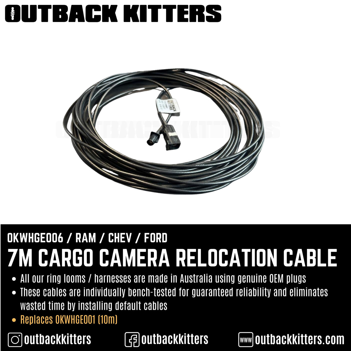 Outback Kitters 7m Cargo Camera Relocation Cable - Outback Kitters