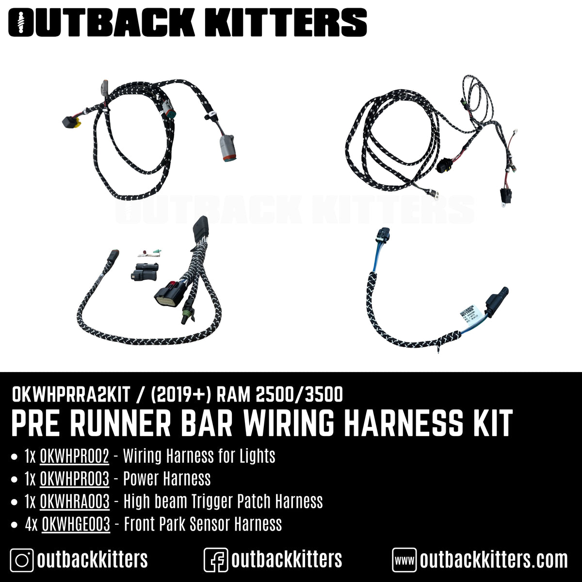 Pre Runner Bar Wiring Harness Kit for 2019+ RAM 2500/3500