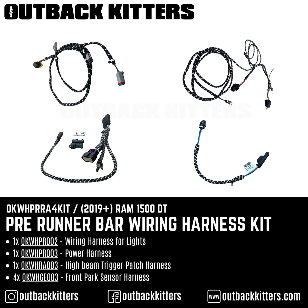 Pre Runner Bar Wiring Harness Kit for 2019+ RAM 1500 DT