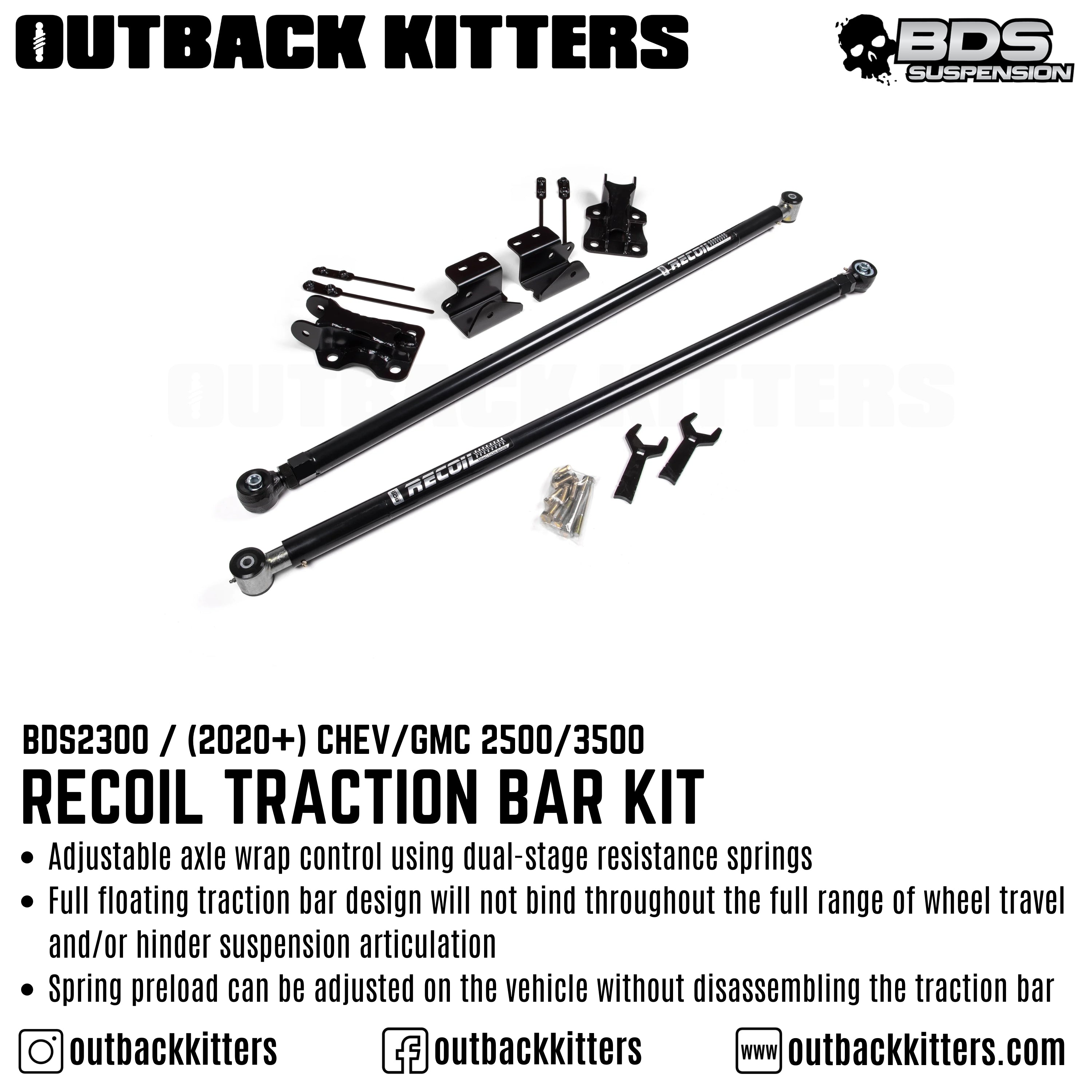 2020+ Recoil Traction Bar Kit for Chevy 2500 - Outback Kitters