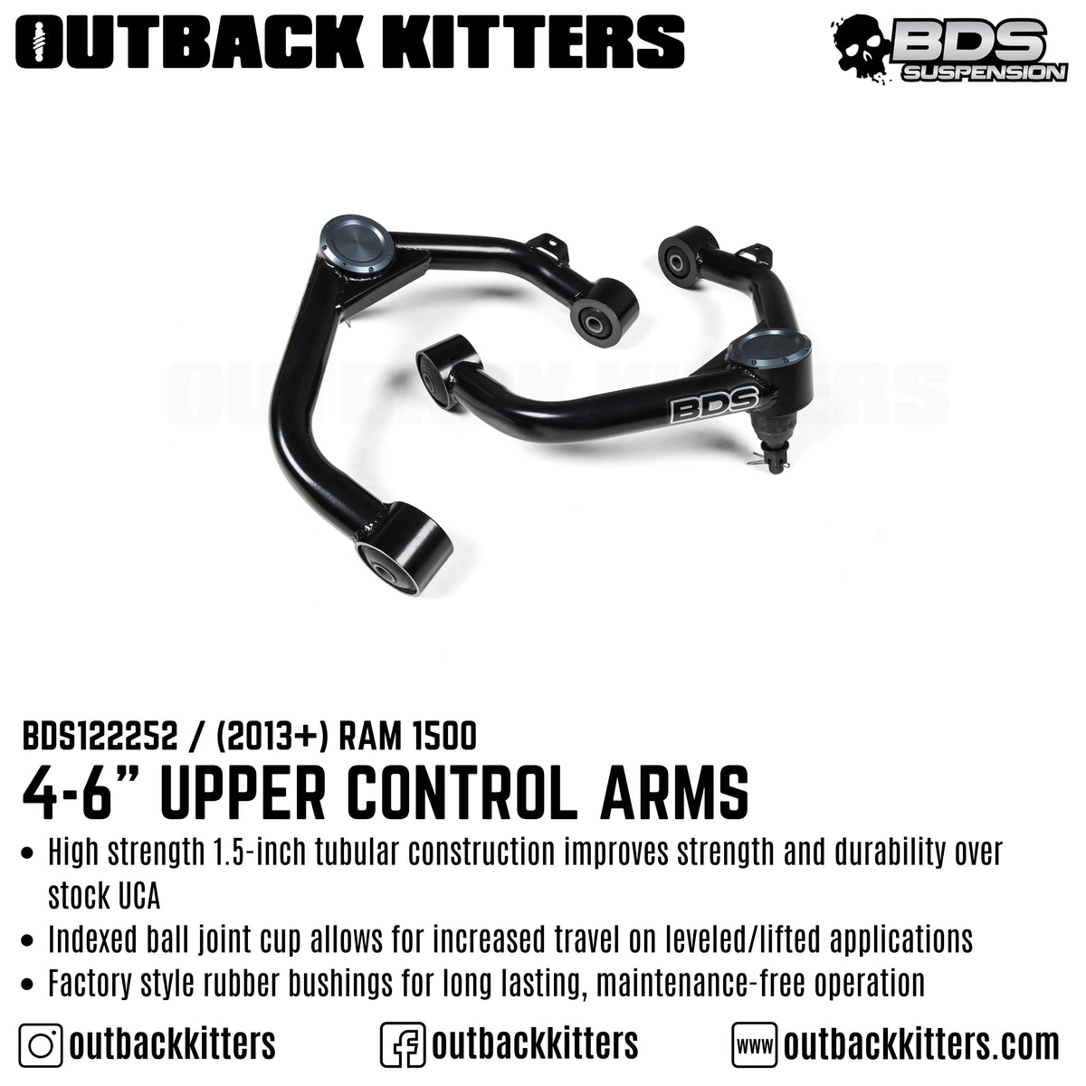 BDS Suspension 2013+ 4-6" Lift Upper Control Arms - Outback Kitters