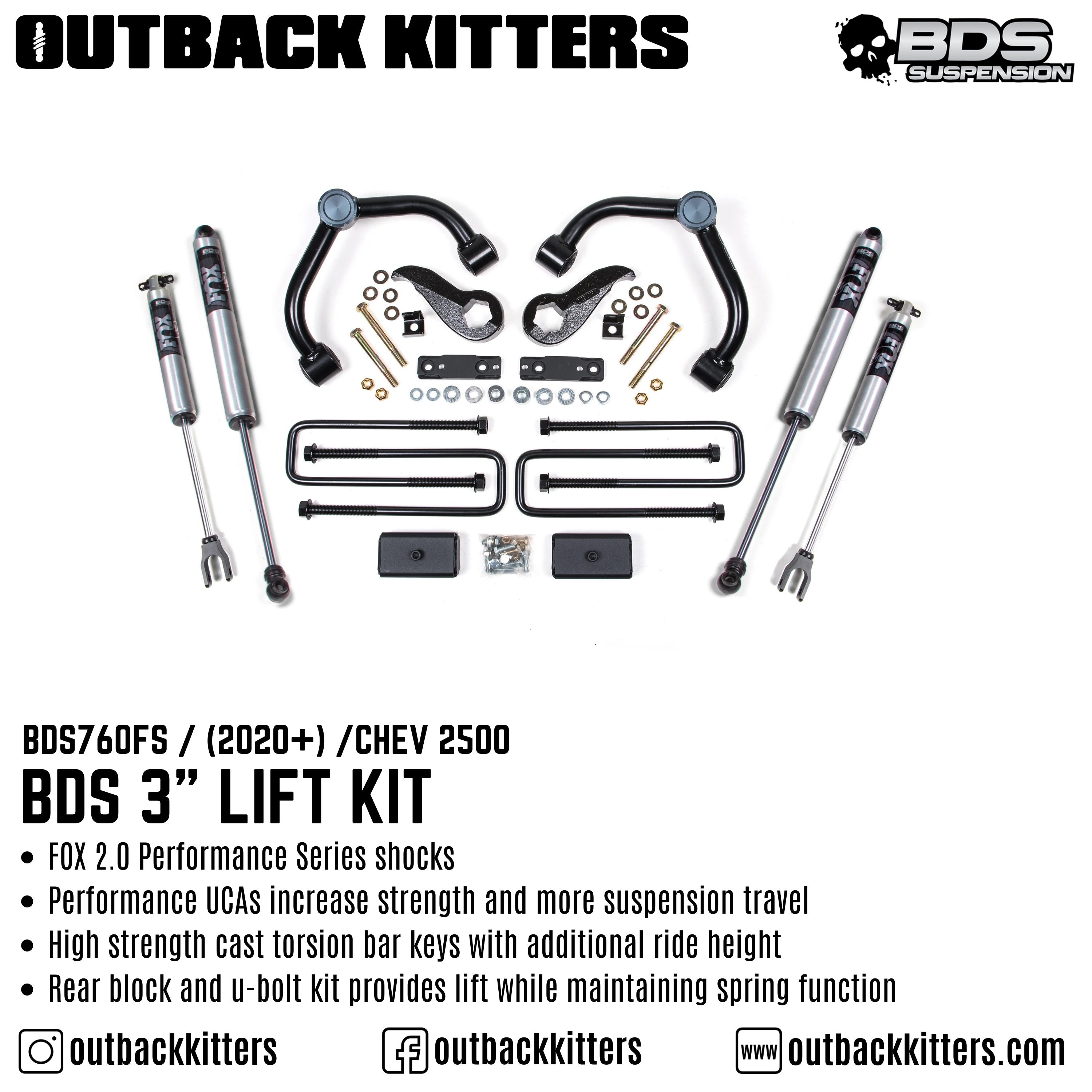 BDS Suspension 3" Lift Kit for 2020+ Chevy Silverado 2500 - Outback Kitters