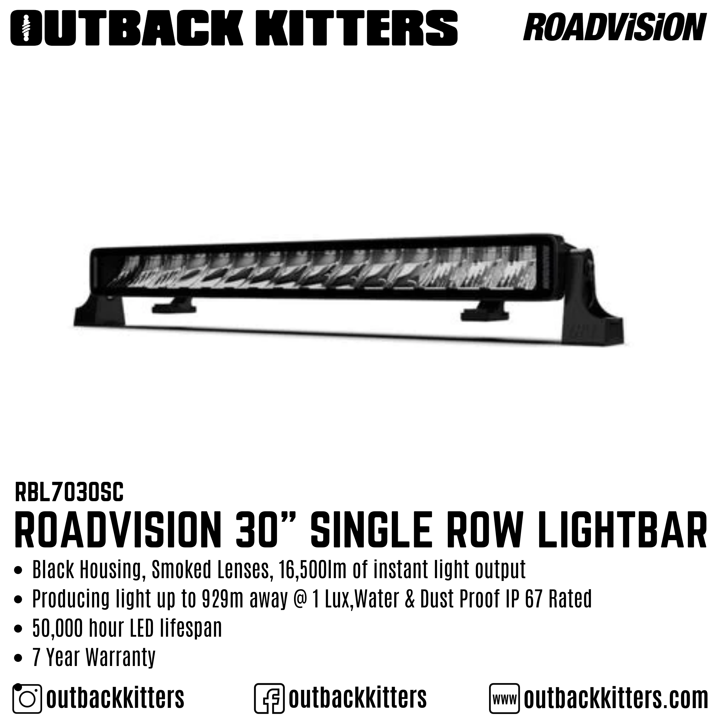 Roadvision 30" Stealth Dual Row Light Bar - Outback Kitters