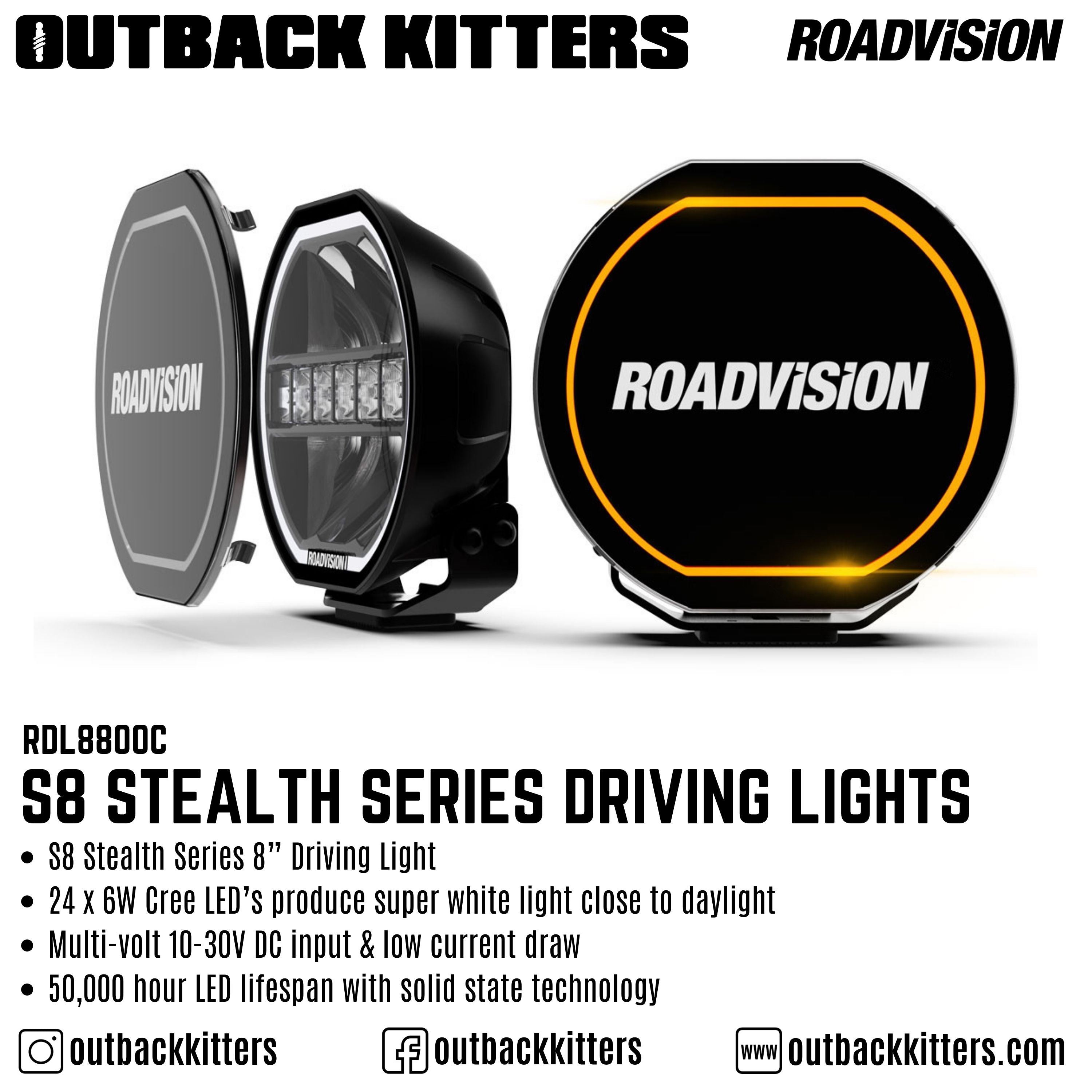 Roadvision S8 Stealth Series Driving Lights - Outback Kitters