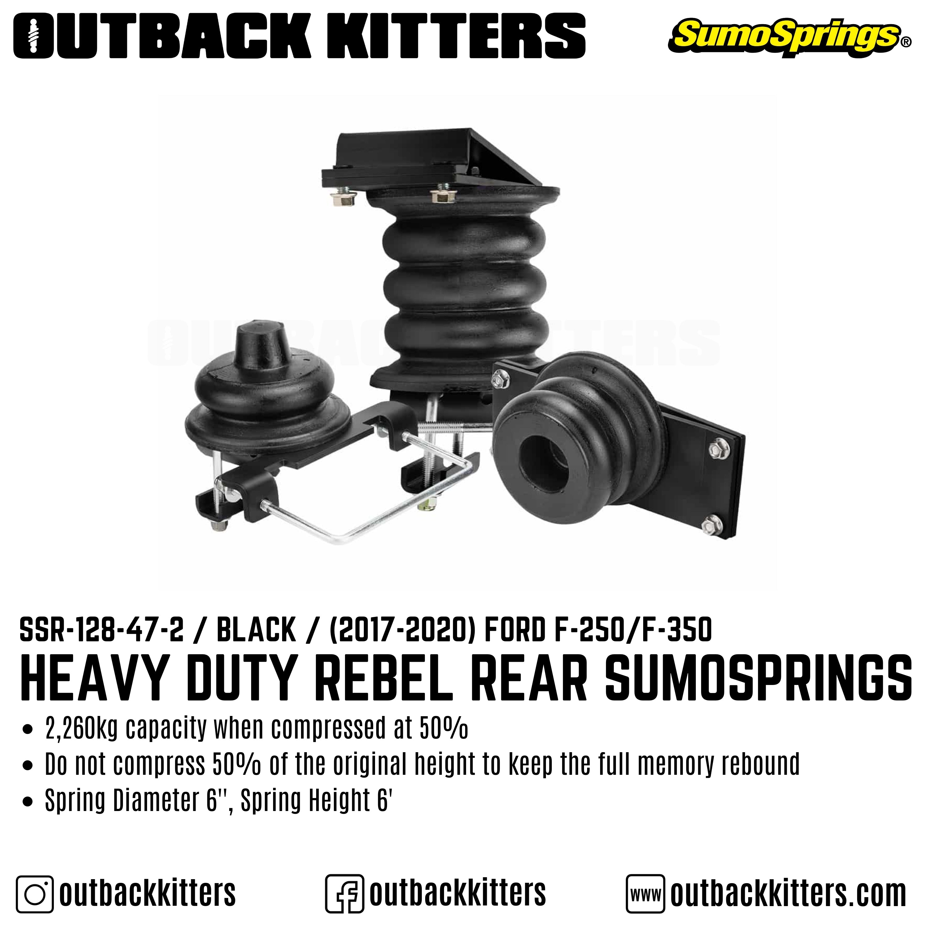 Heavy Duty Rebel Rear SumoSprings to suit 2017+ Ford F250 - Outback Kitters