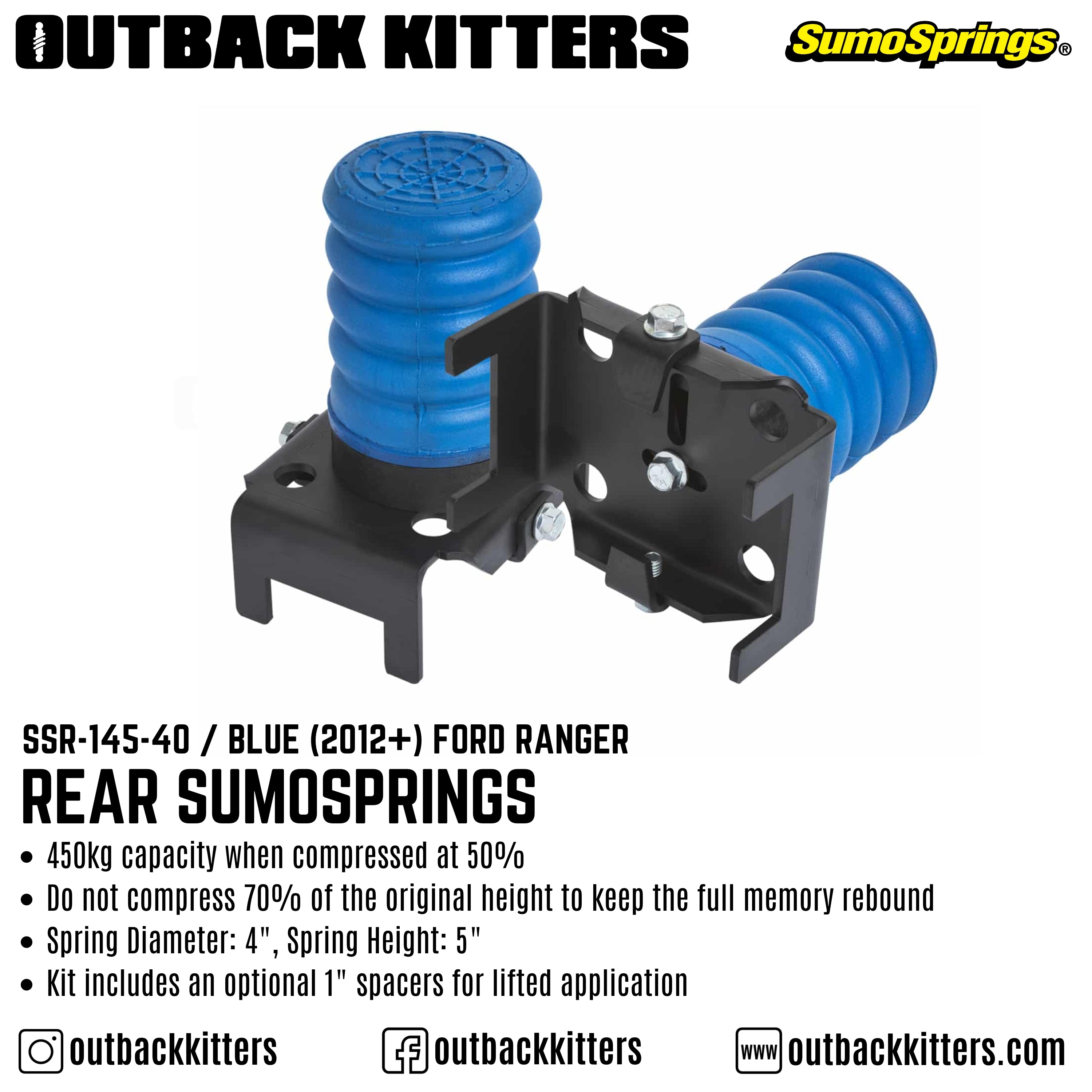 Rear SumoSprings to suit 2012+ Ford Ranger - Outback Kitters