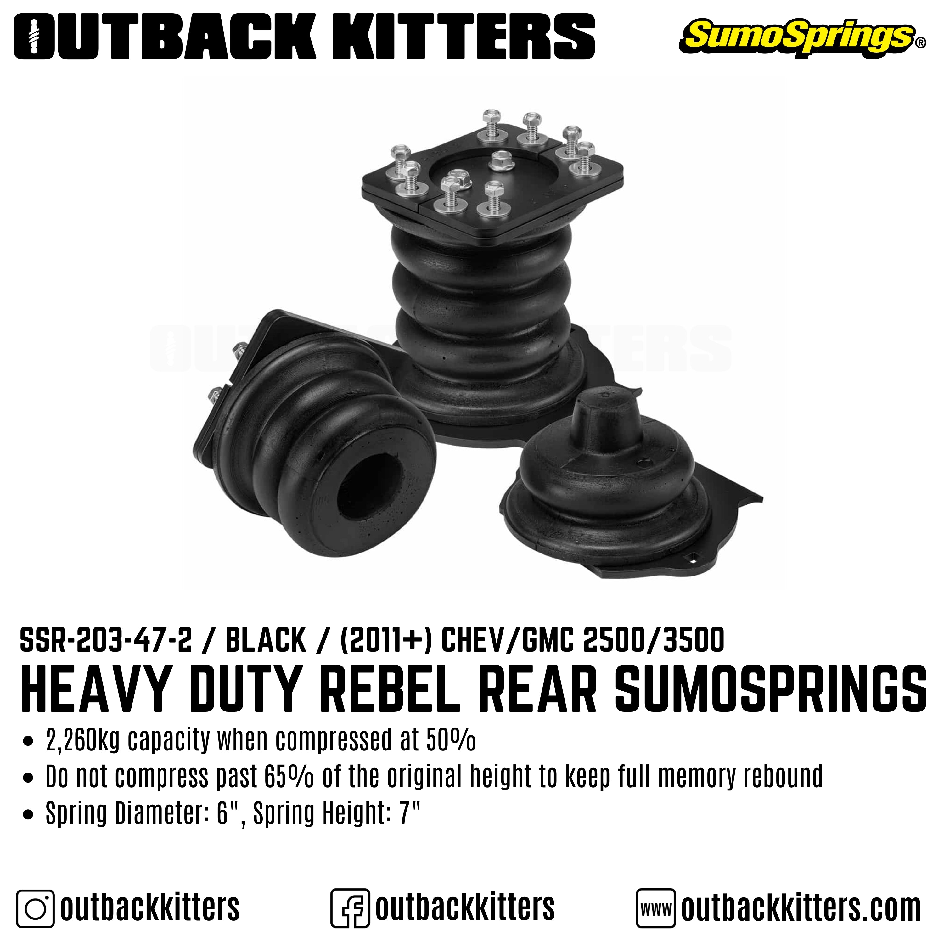 Heavy Duty Rebel Rear SumoSprings to suit 2011+ Chevrolet Silverado / GMC Sierra 2500 / 3500 - Outback Kitters