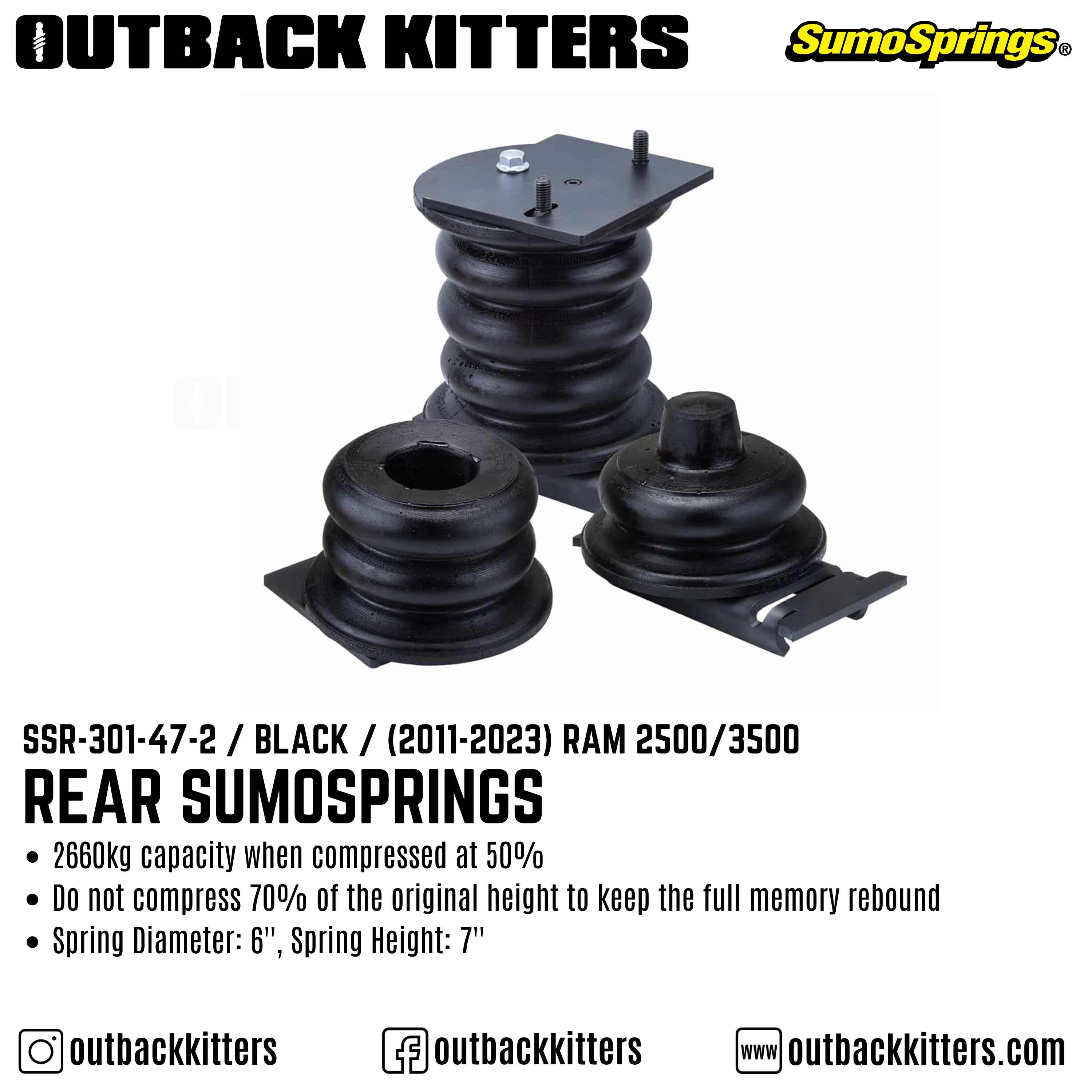 Heavy Duty Rebel Rear SumoSprings to suit 2014+ Ram 3500 - Outback Kitters
