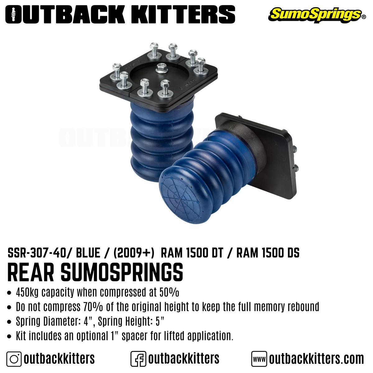 Rear SumoSprings to suit 2009+ Ram 1500 DS / DT - Outback Kitters