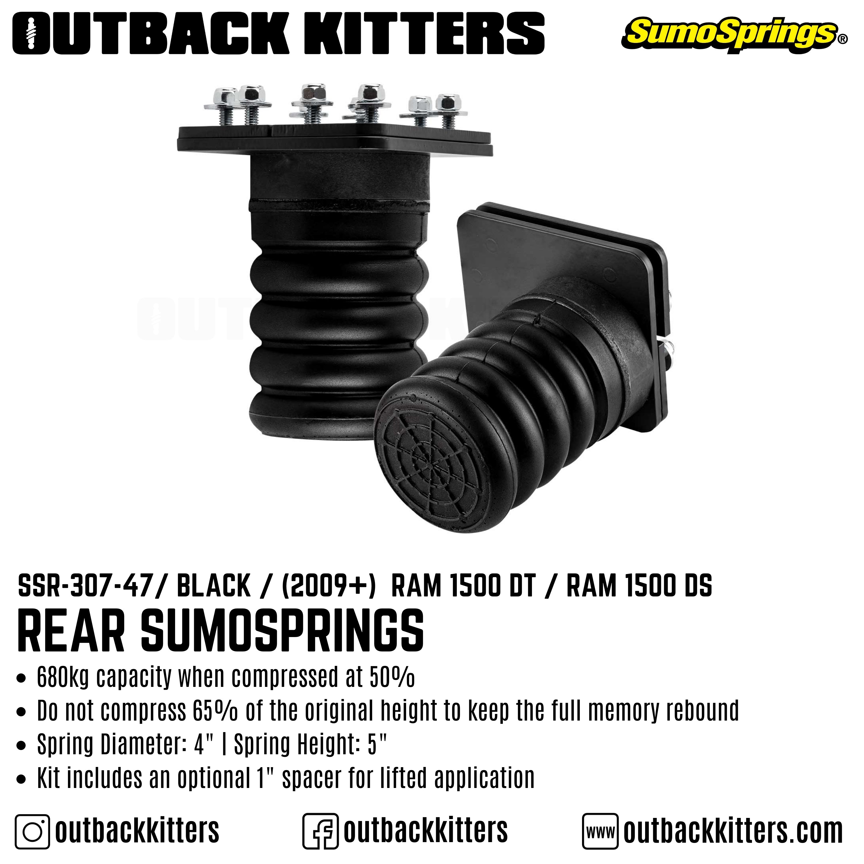Rear SumoSprings to suit 2009+ Ram 1500 DS / DT - Outback Kitters