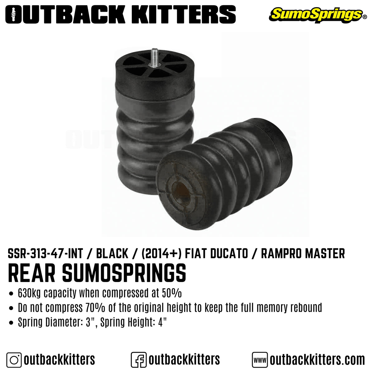 Rear SumoSprings to suit 2014+ Fiat Ducato / Ram Promaster - Outback Kitters