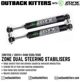 OK by Zone Offroad Dual Steering Stabiliser Kit for 2013+ Ram 2500/3500