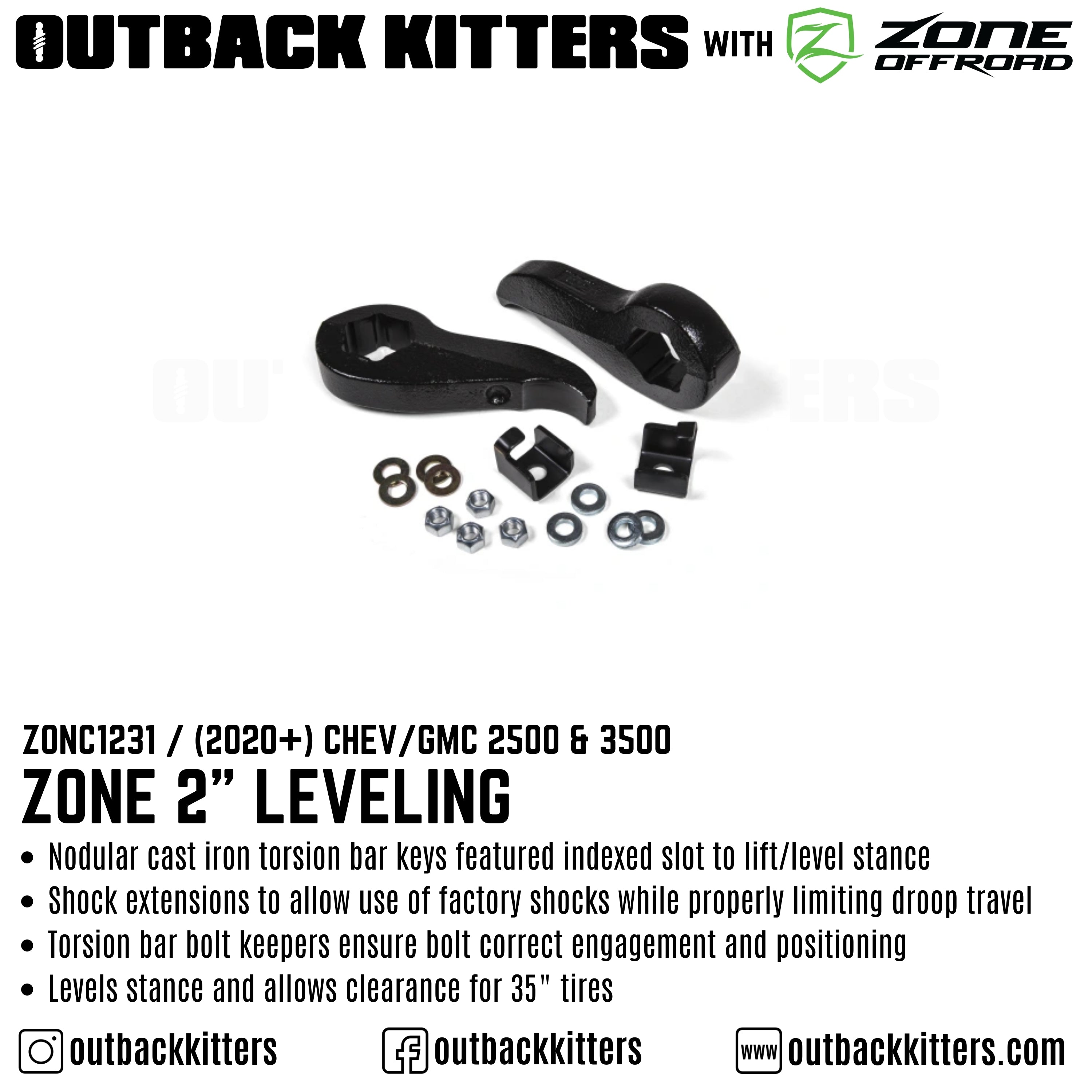 OK with Zone Offroad 2" Levelling Kit for 2011+ Chev/GMC 2500