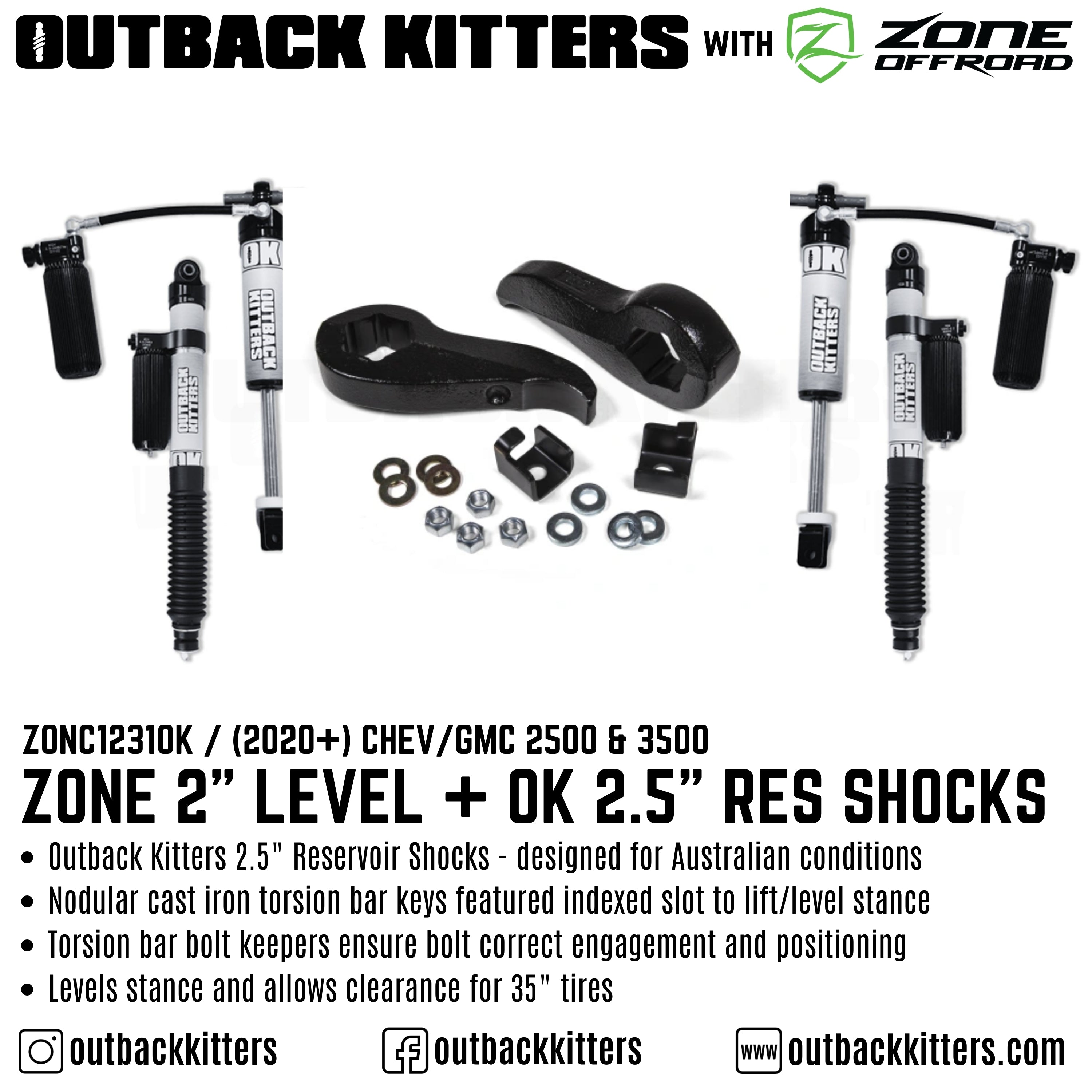 OK with Zone Offroad 2" Levelling Kit for 2011+ Chev/GMC 2500