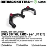 OK by Zone Offroad Upper Control Arms for 2020+ Chev/GMC 2500 2-6" Lift
