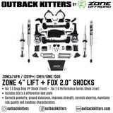 OK by Zone Offroad  4” Lift Kit for 2019+ Chev/GMC 1500 - Outback Kitters