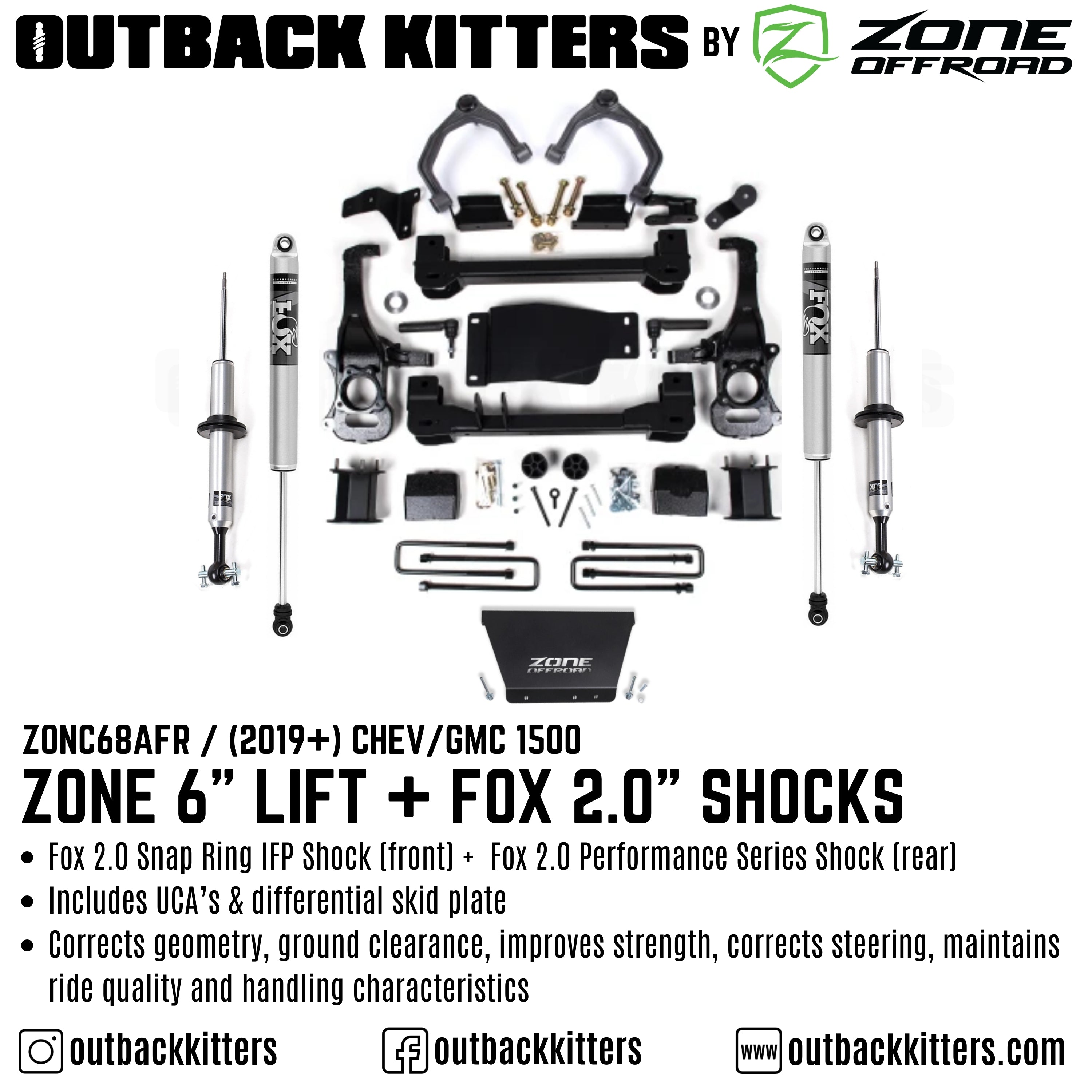 OK by Zone Offroad  6” Lift Kit for 2019+ Chev/GMC 1500 - Outback Kitters