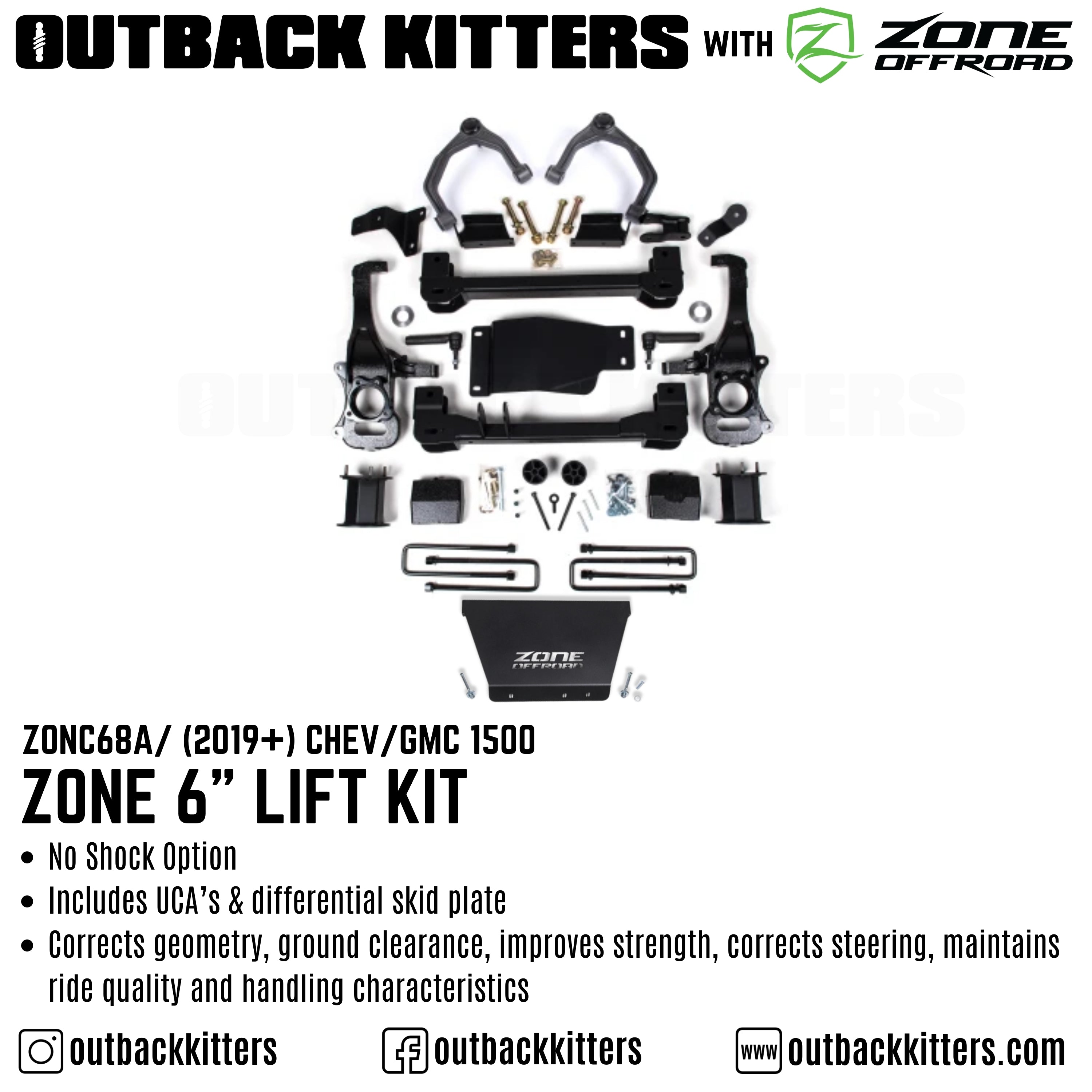 OK by Zone Offroad  6” Lift Kit for 2019+ Chev/GMC 1500
