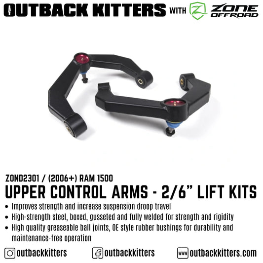 OK with Zone Offroad Upper Control Arms for 2006+ Ram 1500 DS/DT 2", 3" & 6" Lift - Outback Kitters