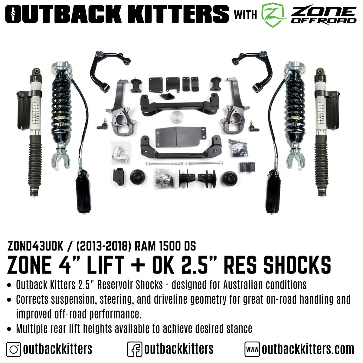 OK with Zone Offroad 4" Lift Kit for 2013-2018 Ram 1500 DS