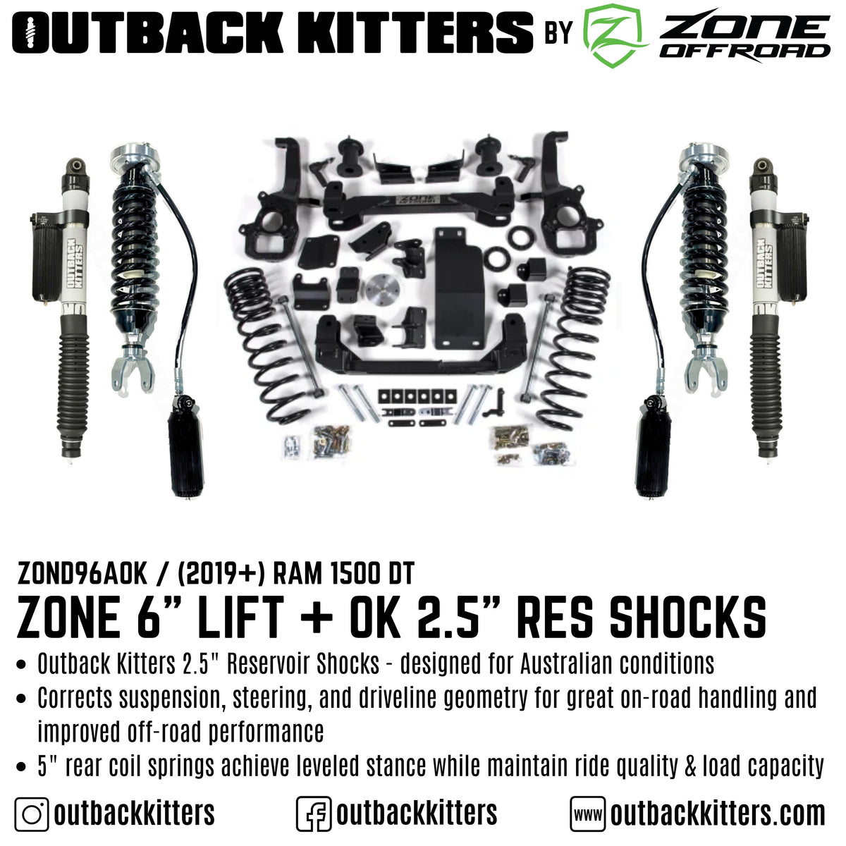 OK by Zone Offroad 6" Lift Kit for 2019+ Ram 1500 DT - Outback Kitters